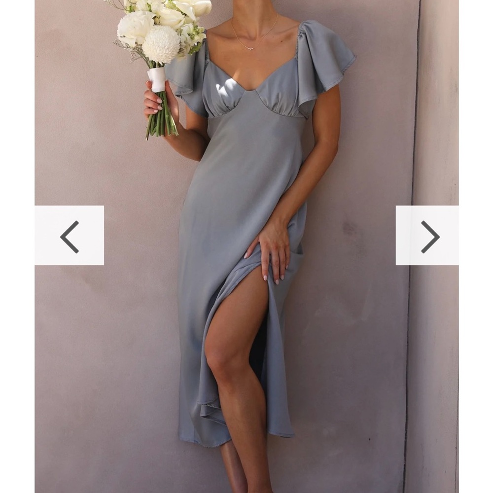 Billy J Blue Satin Midi Dress - Never Worn!